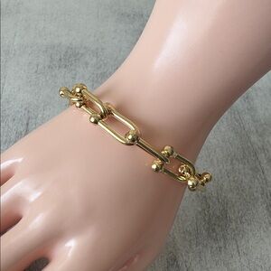 Mia Fiore 18K Gold Plated Bronze Dyadema Chain U Link Bracelet Italy 7.5in lg C